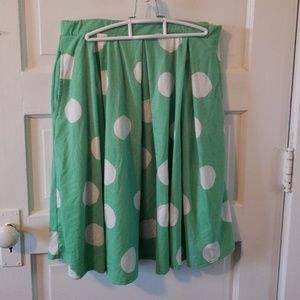 Lularoe Madison skirt,  mint with white dots
